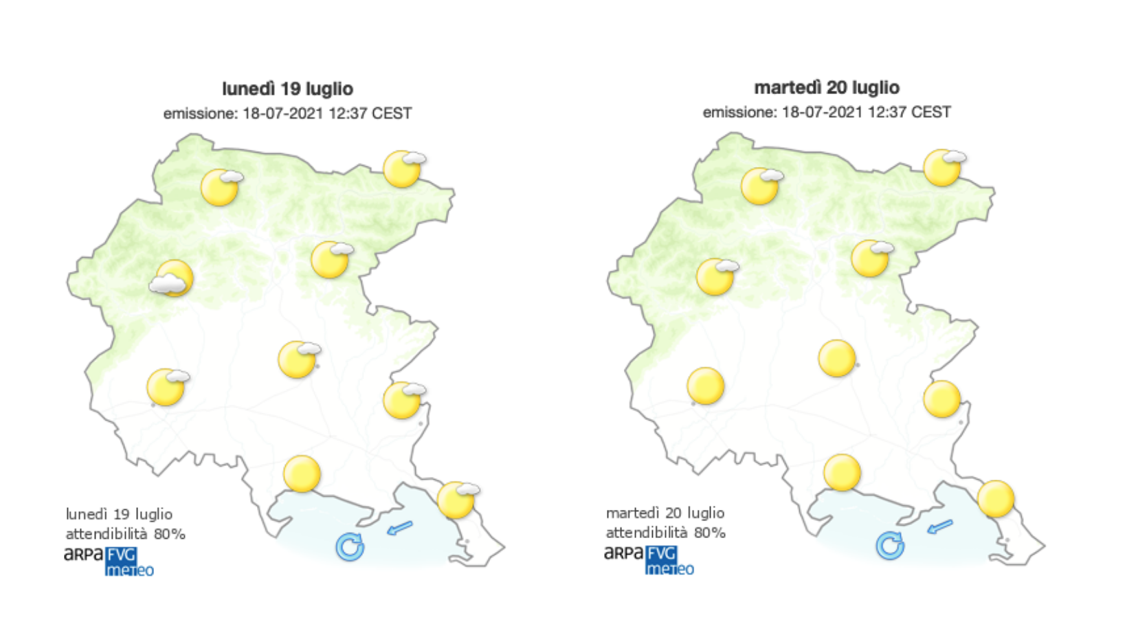 Immagine per Settimana segnata dal sole e caldo sul Goriziano, vento sulla costa